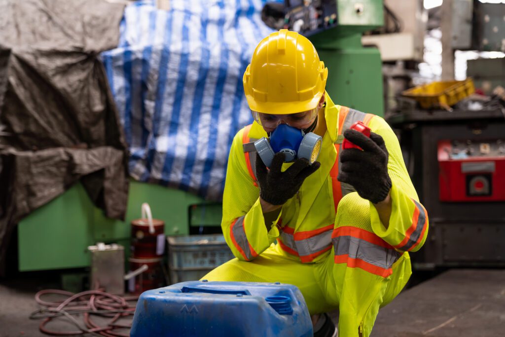man wearing personal protective equipment